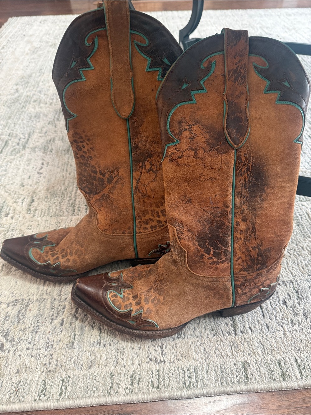 Old Gringo Brown Leather Western Boots with Turquoise Stitching